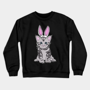 Easter Cat Cute Rabbit Ears dressed up Crewneck Sweatshirt